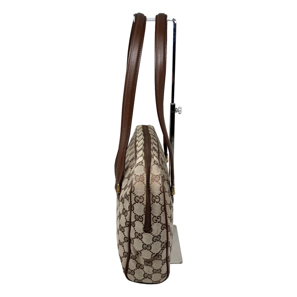 Gucci GG Monogram Canvas Shoulder Bag Brown Leather Vintage Y2K Tote - Picture 2 of 11